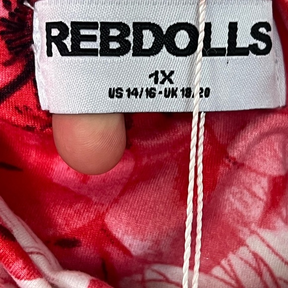 Rebdolls Womens Stephanie Knotted Sleeve Bodycon Floral Maxi Dress 1X Red Summer - Picture 4 of 16